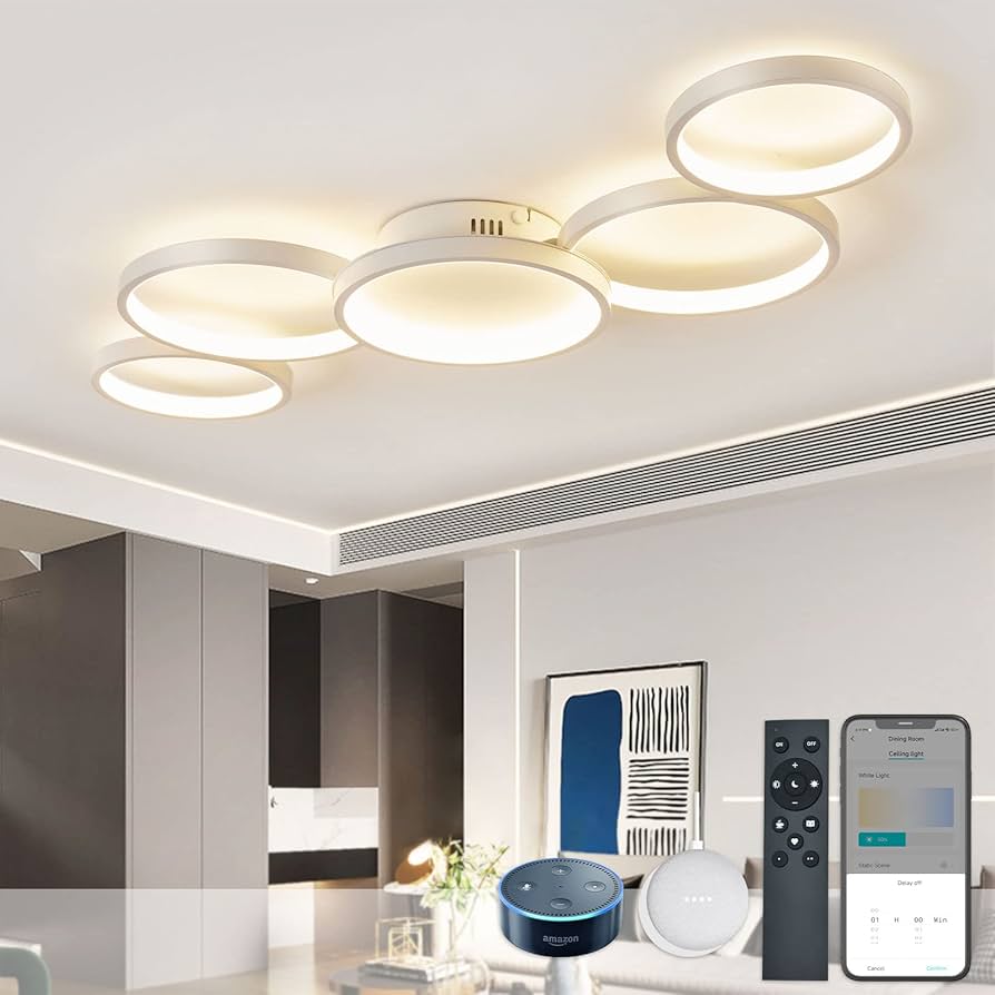 inteligentne żarówki led zapewniają automatyczne sterowanie światłem w salonie nowoczesne lampy led sterowane przez smartfona